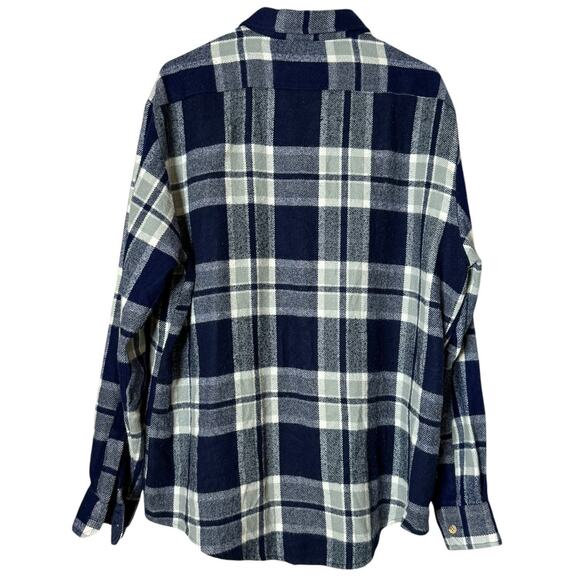 Vintage 70's Sears Navy White Plaid Flannel button down size XL Tall - Picture 12 of 16